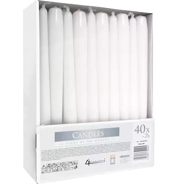 Cone candle white - set of 40 pcs