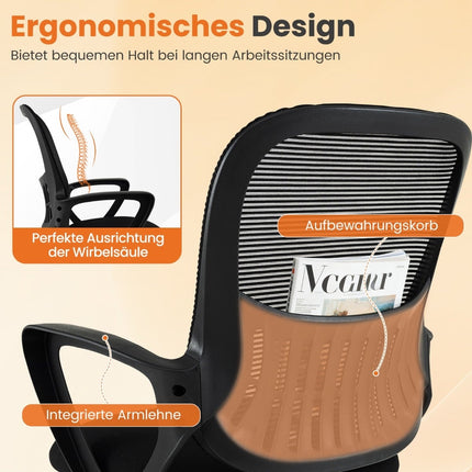 Conference Chairs Set of 2, Black Mesh Back, Storage Basket