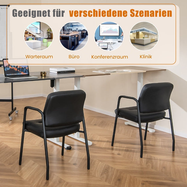 Conference Chairs Set of 2 – Padded, Armrests, Metal Frame