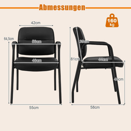 Conference Chairs Set of 2 – Padded, Armrests, Metal Frame