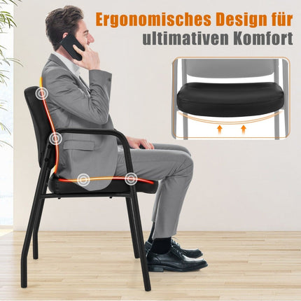 Conference Chairs Set of 2 – Padded, Armrests, Metal Frame