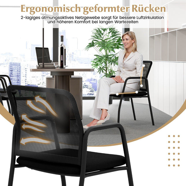 Conference Chairs Set of 2 with Armrests, Black, 150kg Capacity