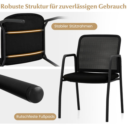 Conference Chairs Set of 2 with Armrests, Black, 150kg Capacity