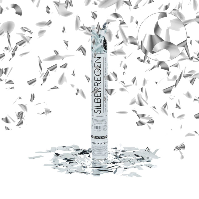 Confetti cannon 40 cm silver