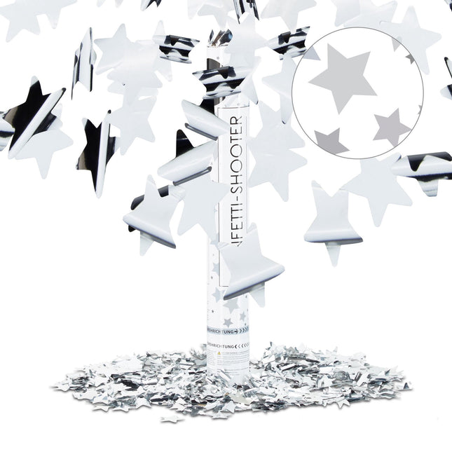 Confetti cannon silver stars