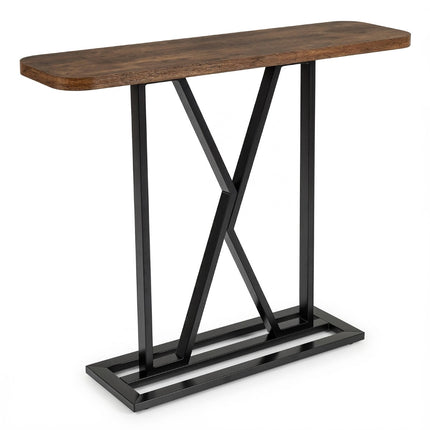 Console Table 100 cm, Rustic Brown, Metal Frame