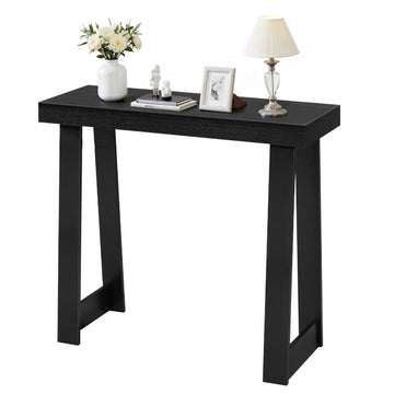 Console Table, 36 x 12 In Narrow 2-Tier Shelf, Black