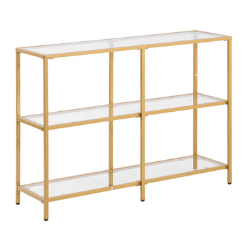 Console Table, 3-Tier Tempered Glass, Metal Frame