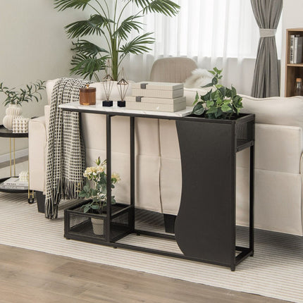 Console Table 43.5 Inch, Faux Marble Top, Plant Cubes