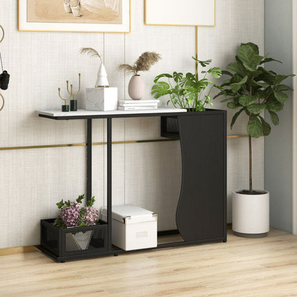 Console Table 43.5 Inch, Faux Marble Top, Plant Cubes