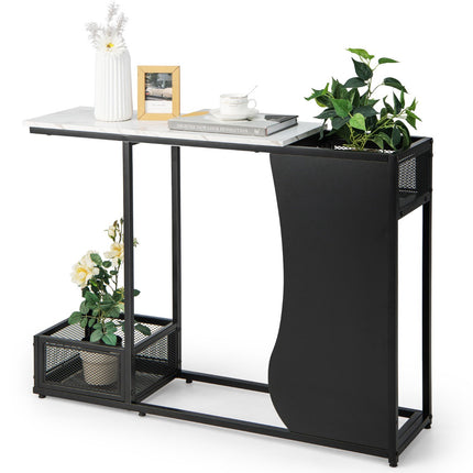 Console Table 43.5 Inch, Faux Marble Top, Plant Cubes