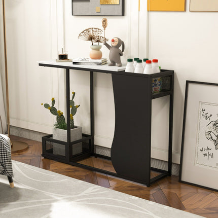 Console Table 43.5 Inch, Faux Marble Top, Plant Cubes