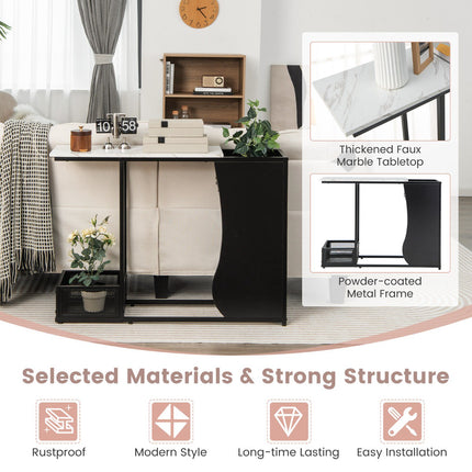 Console Table 43.5 Inch, Faux Marble Top, Plant Cubes