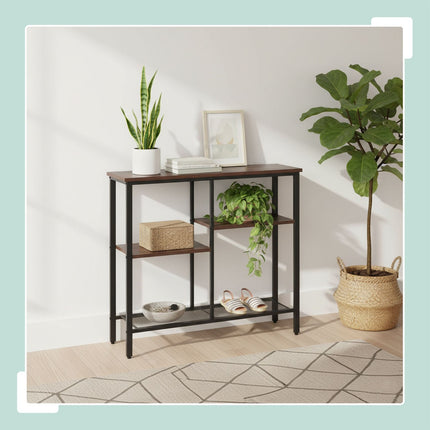 Console Table, 4-Tier, Industrial Style, Wood-Effect