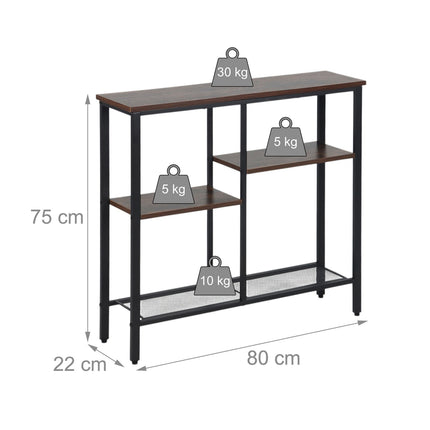 Console Table, 4-Tier, Industrial Style, Wood-Effect