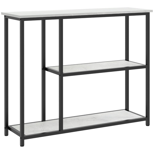 White console table in steel - 2 levels, anti-tip - 100x30x80 cm