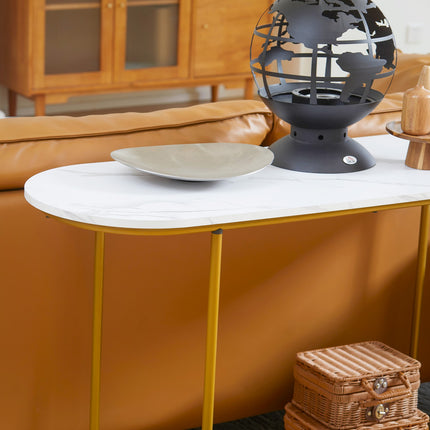 Modern console table - steel, white & gold, 120x40x75 cm