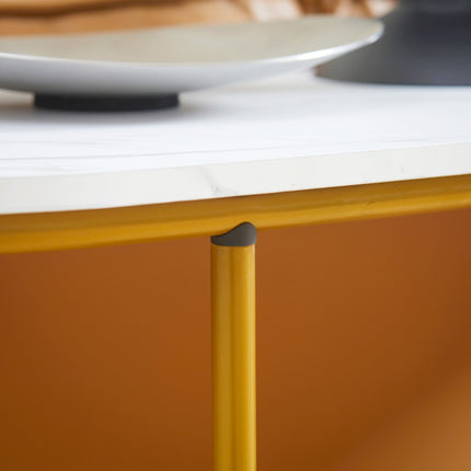 Modern console table - steel, white & gold, 120x40x75 cm