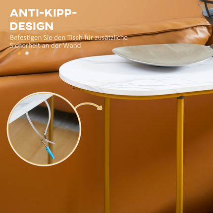 Modern console table - steel, white & gold, 120x40x75 cm