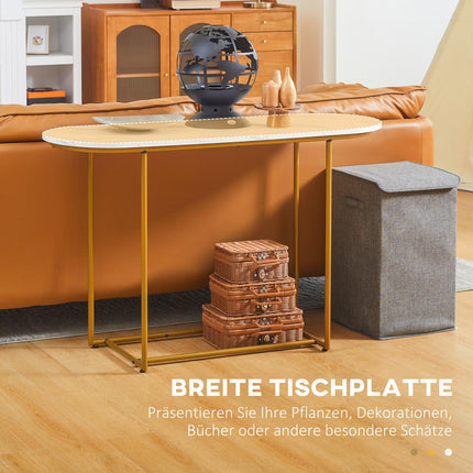 Modern console table - steel, white & gold, 120x40x75 cm