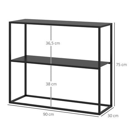 Steel console table, 2-tier design, 90x30x75 cm