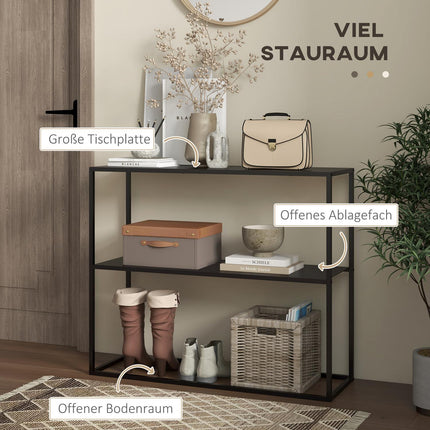 Steel console table, 2-tier design, 90x30x75 cm