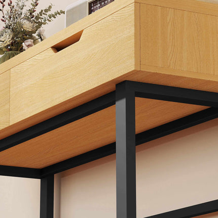 Console Table with 2 Drawers, Metal Frame, 110x35x76.5 cm