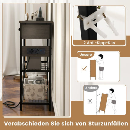 Console Table with Charging Station, 2 Drawers & Shelves