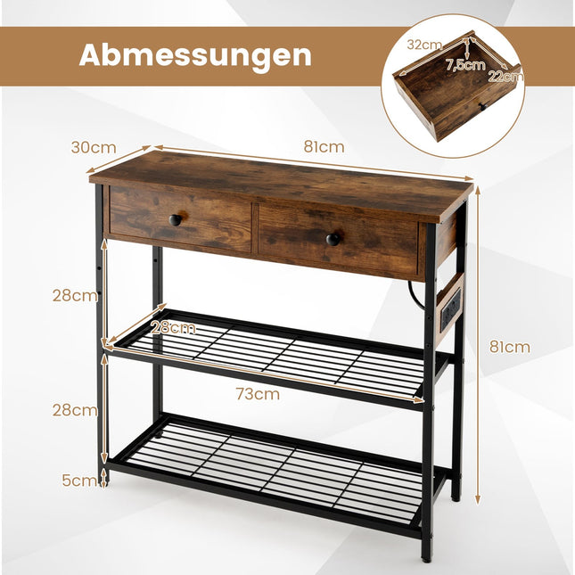 Console Table with Charging Station, 2 Drawers & USB Ports