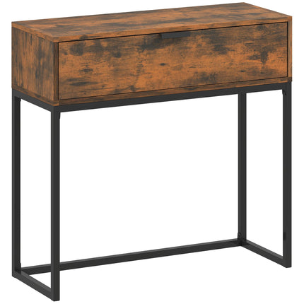 Console Table with Drawer, Industrial Design, 80x30x76 cm, Black