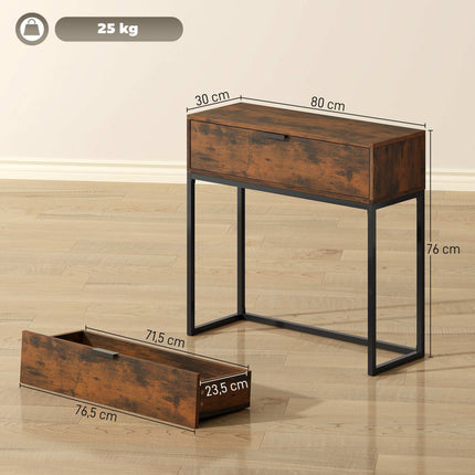 Console Table with Drawer, Industrial Design, 80x30x76 cm, Black