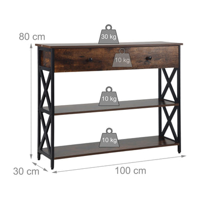 Console Table with Drawer – Industrial Style, Wood & Metal