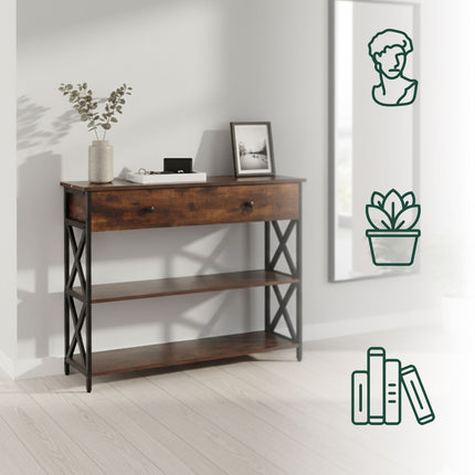 Console Table with Drawer – Industrial Style, Wood & Metal