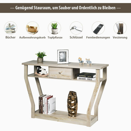 Console Table with Drawer & Shelf, 120x30x81 cm, Gray