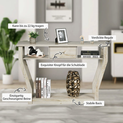 Console Table with Drawer & Shelf, 120x30x81 cm, Gray