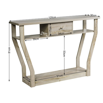 Console Table with Drawer & Shelf, 120x30x81 cm, Gray