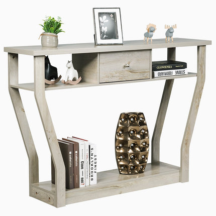 Console Table with Drawer & Shelf, 120x30x81 cm, Gray