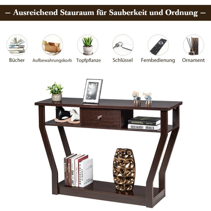Console Table with Drawer and Shelf, 120x30x81 cm, Brown