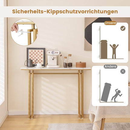 Console Table with Faux Marble Top, 110cm – White/Gold