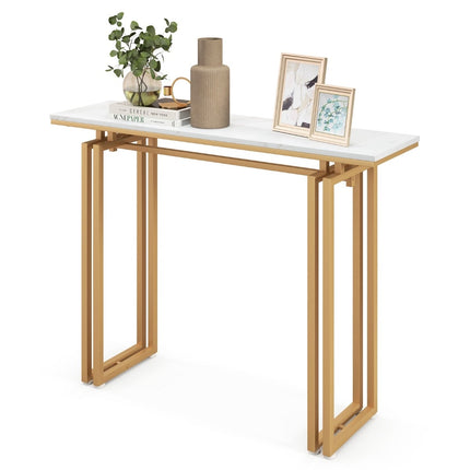 Console Table with Faux Marble Top, 110cm – White/Gold