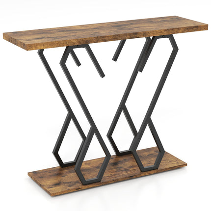 Console Table with Faux Marble Top, Adjustable Feet, 100x30 cm
