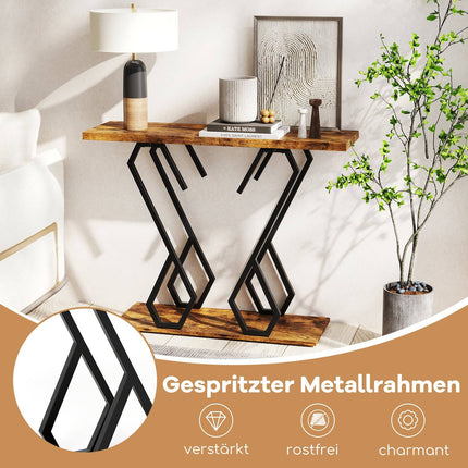 Console Table with Faux Marble Top, Adjustable Feet, 100x30 cm