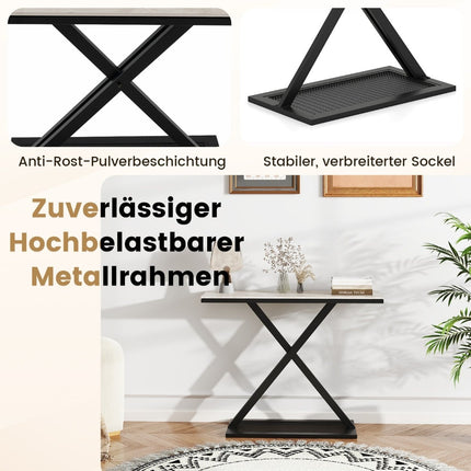 Console Table with Faux Marble Top, Metal Frame, 100x40x77.5 cm