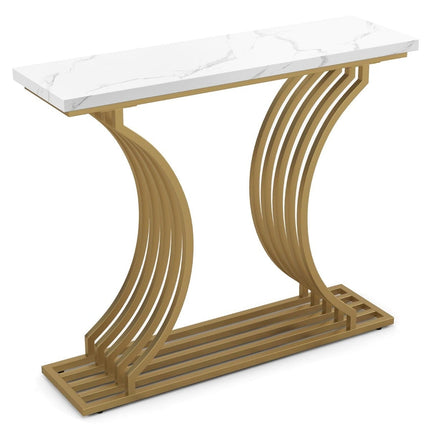 Console Table with Faux Marble Top & Metal Legs