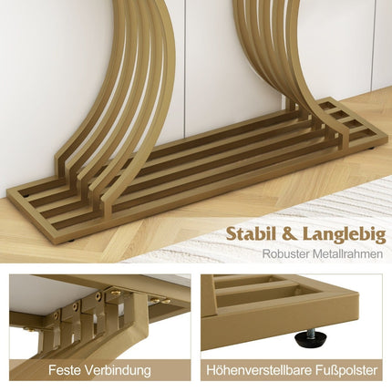 Console Table with Faux Marble Top & Metal Legs
