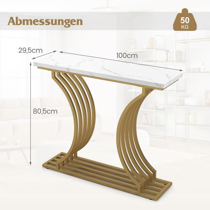 Console Table with Faux Marble Top & Metal Legs