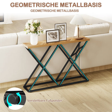 Console Table with Geometric Metal Base, 140 cm