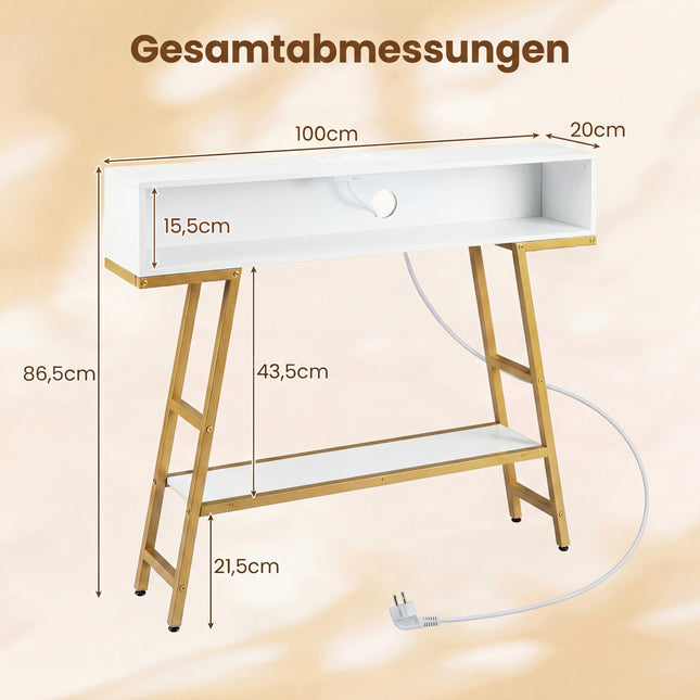 Console Table with LED Lighting & Charging Station