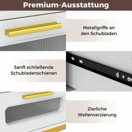 Console Table with LED Lights & Charging Station, White 90x40x75 cm