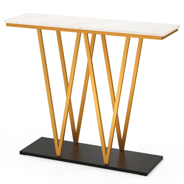 Console Table with Marble Look & Metal Frame